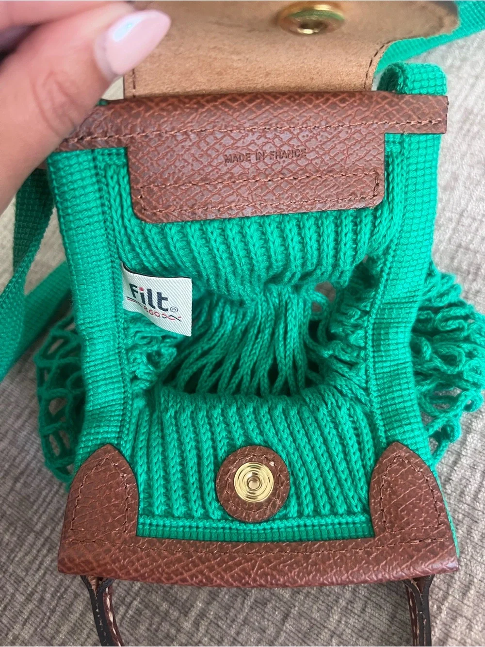 LONG CHAMP LE PLIAGE FILET XS MESH BAG GREEN